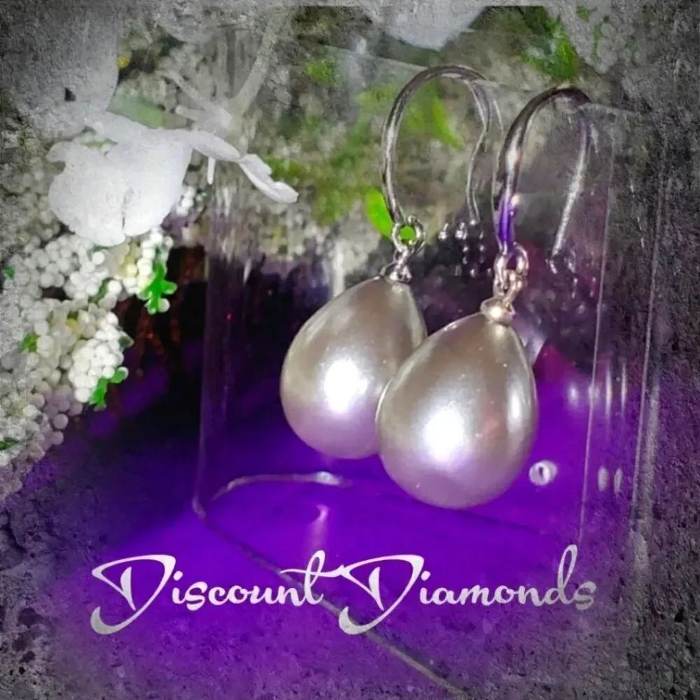Light Gray 10mm South Sea Shell Pearl earrings 925 Sterling Silver